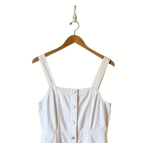 MADEWELL Denim Square Neck Sleeveless Mini Dress in Tile White sz 10 NWT - Picture 10 of 15